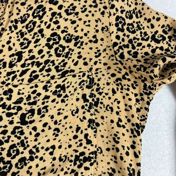 CLOTH & STONE Blouse Leopard Animal Print Long Sleeve Rayon Button Tab Sleeve - Picture 5 of 12